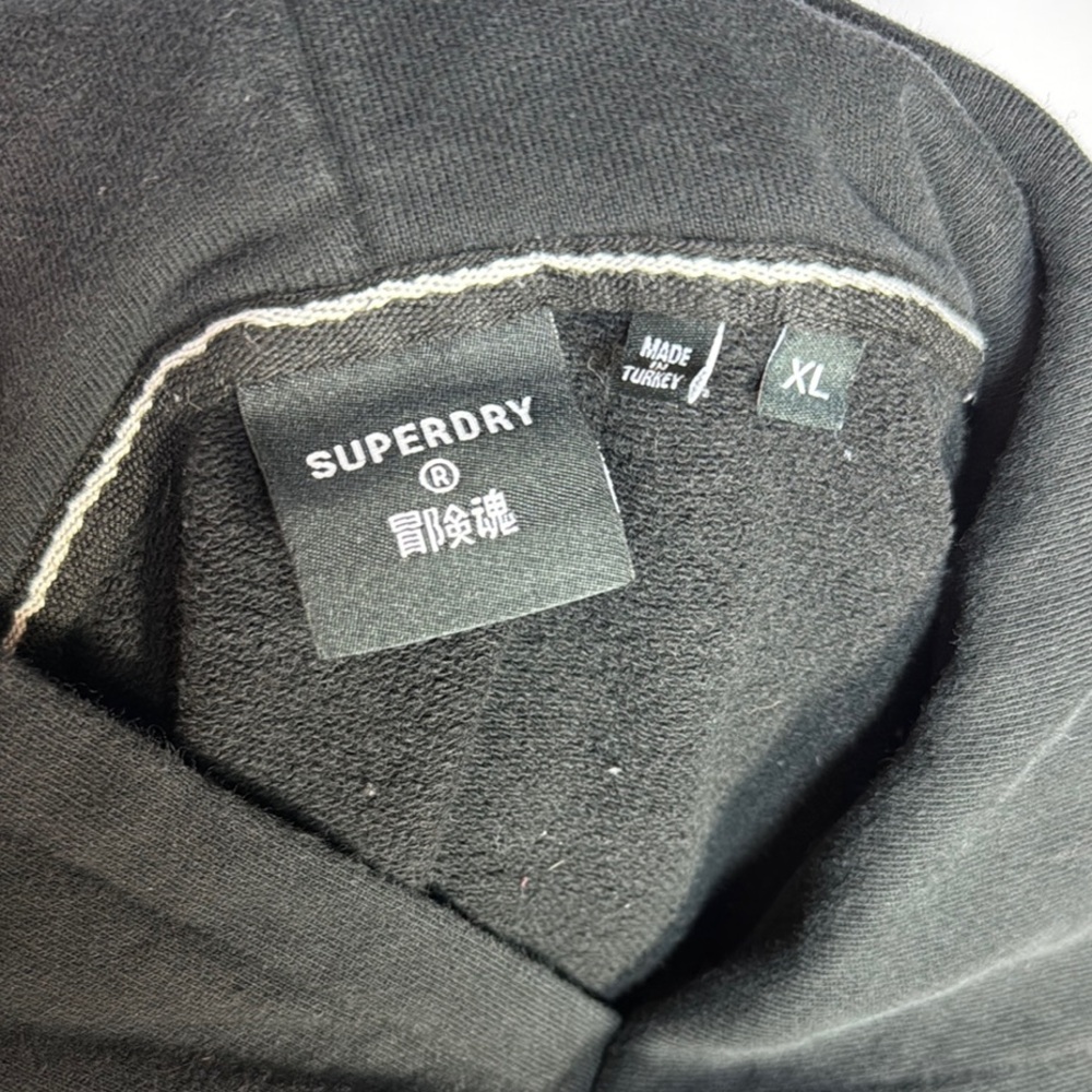 Superdry Core Sport In Black Hoodie Bold Branding Casual Style - Picture 9 of 9
